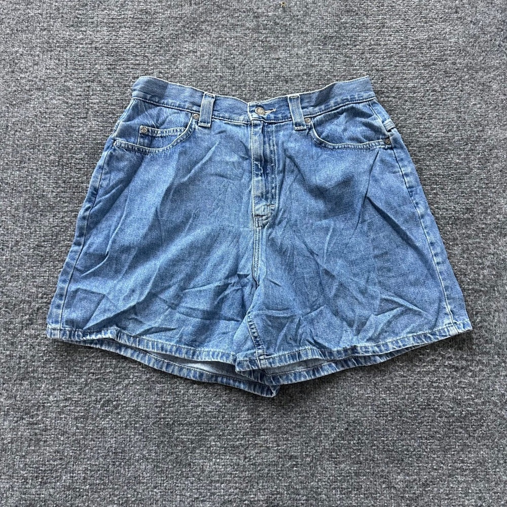 Bugle Boy Denim Shorts Womens Size 14 Blue Cinch Back High Waisted Cotton